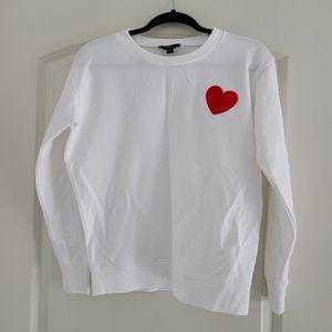 J. Crew White Heart Patch Sweatshirt - XS